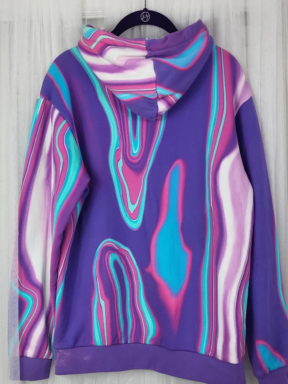 adidas Hyperreal Allover Print Hoodie Purple Men's Sweatshirt. Size S